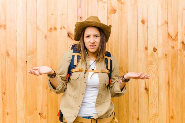 Young latin explorer woman