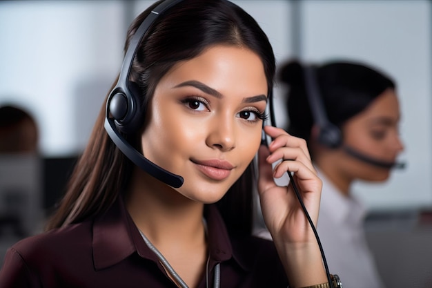 Young latin woman in customer service