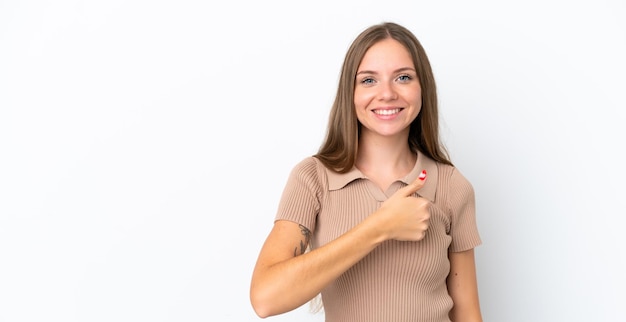 Young Lithuanian woman isolated on white background giving a thumbs up gesture