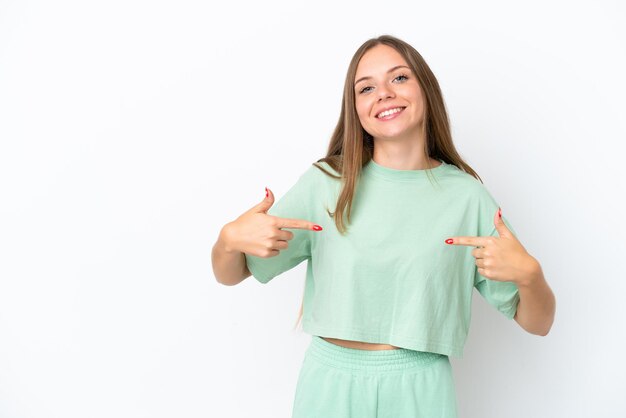 Young Lithuanian woman isolated on white background proud and self-satisfied