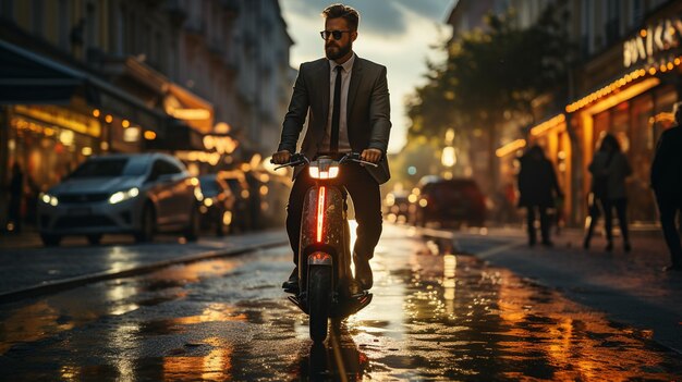 young male biker with a motorcycle