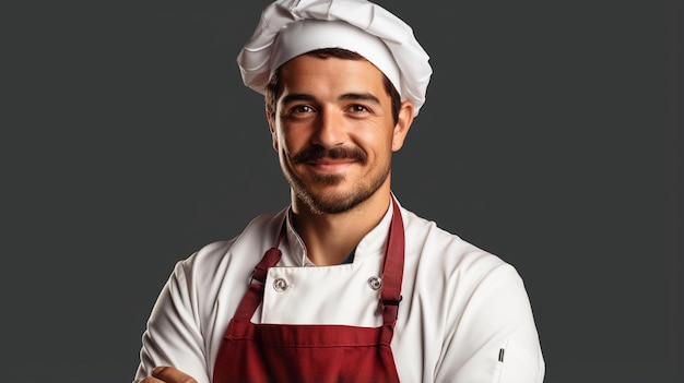 young male chef in dark background