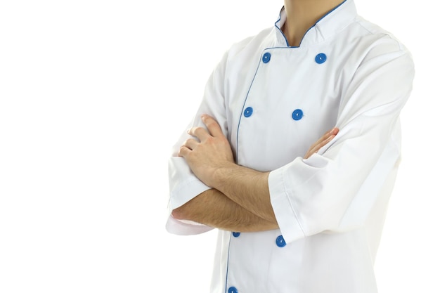 Young male chef isolated on white background