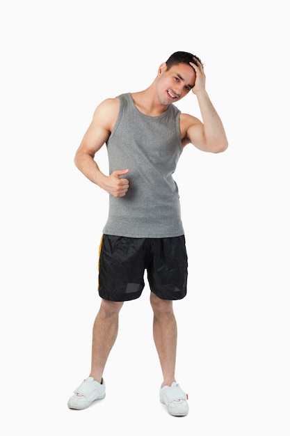 Young male in light sports cloths