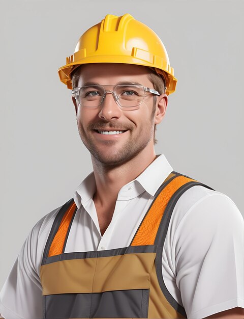 Young male site engineer with a safety vest and hardhat