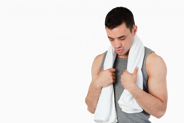 Young man after training