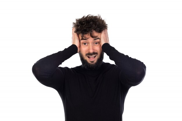 Young man in black