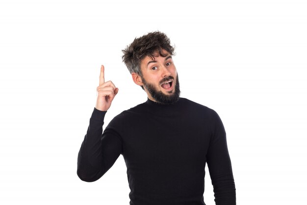 Young man in black