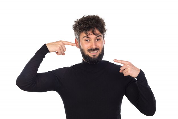 Young man in black