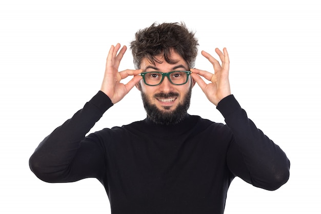 Young man in black