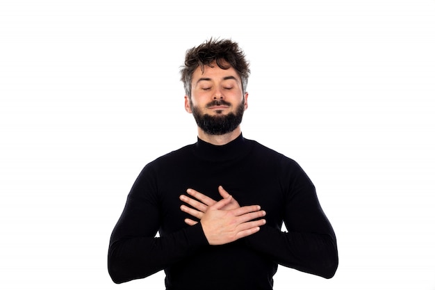 Young man in black