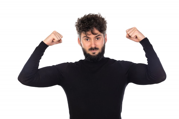 Young man in black