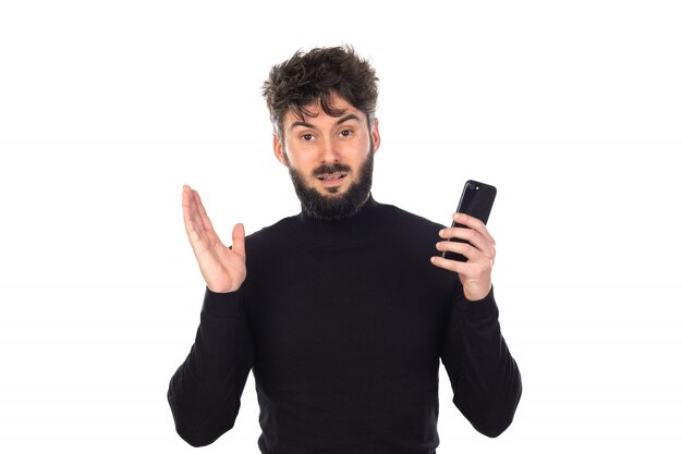 Young man in black