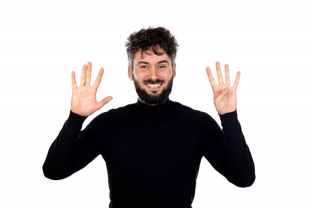 Young man in black