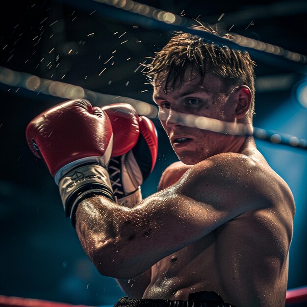 Young Man Boxing in Ring Amateur Boxing Championships Image