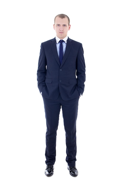 Young man in business suit isolated on white background