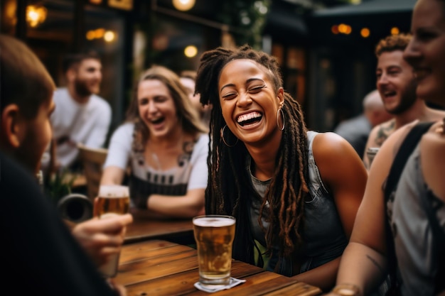 Young man celebrating St Patrick39s Day in a bar Generative AI