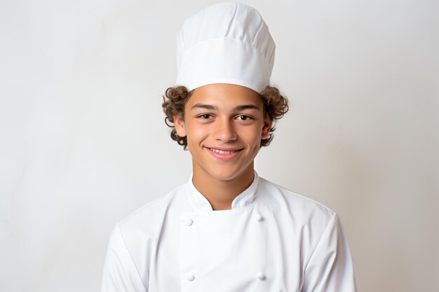 Photo a young man in a chef's hat smiling