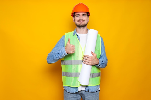 Young man civil engineer in safety hat