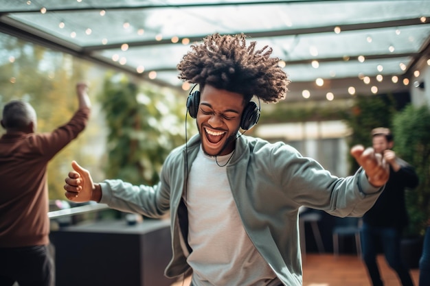 Young man dancing to his favorite song