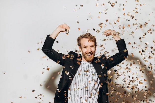 Young man dancing at a new year eve party