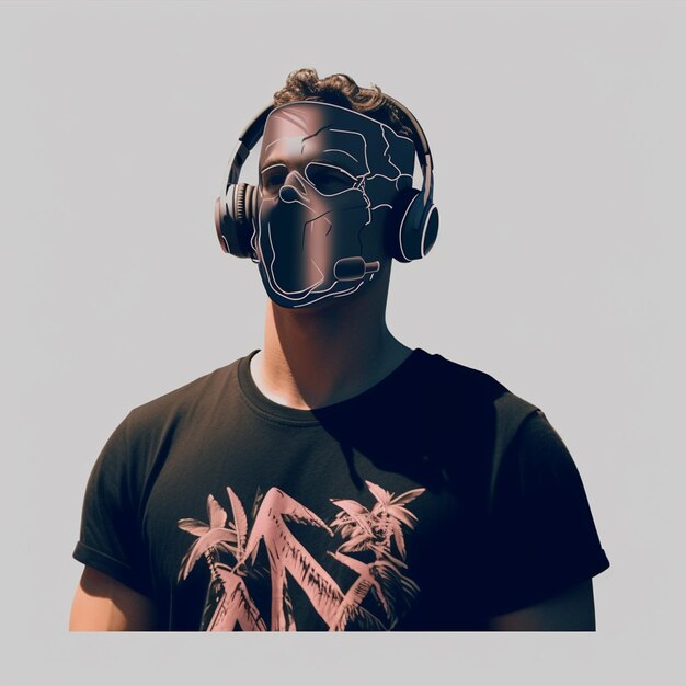 A young man dark photo male fashion dj mask