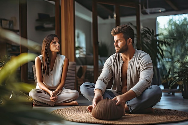 Young man doing mindfulness and peacefulness medita