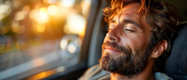 Photo a young man dozed off while driving concept drowsy driving road safety prevention tips warning signs stay alert