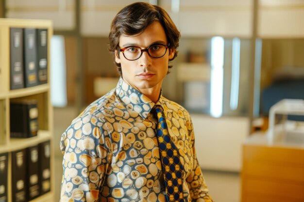 Photo young man in glasses and tie