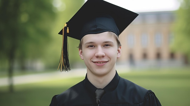 Premium Photo | Rear view students in green graduation gown and cap