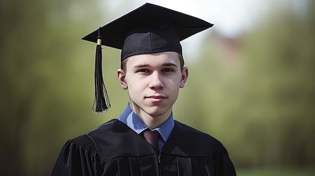 Photo a young man in a graduation cap and gown