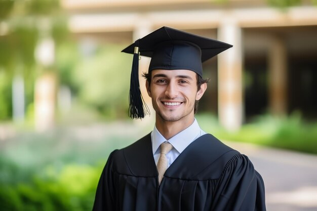 Premium AI Image | a young man in a graduation gown and cap