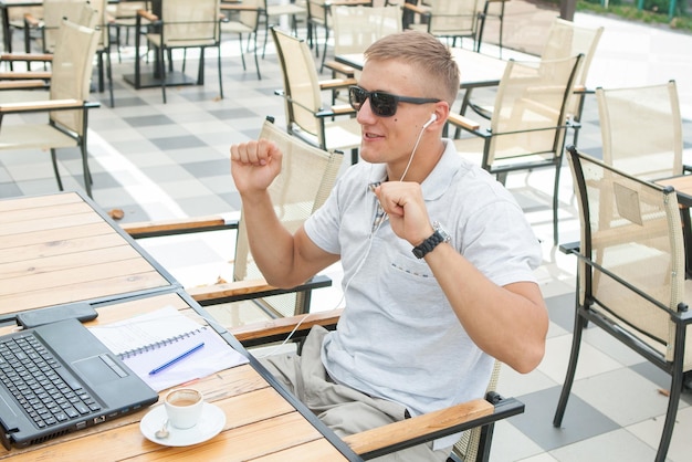 Young man in headphones