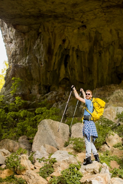 Young man hiking