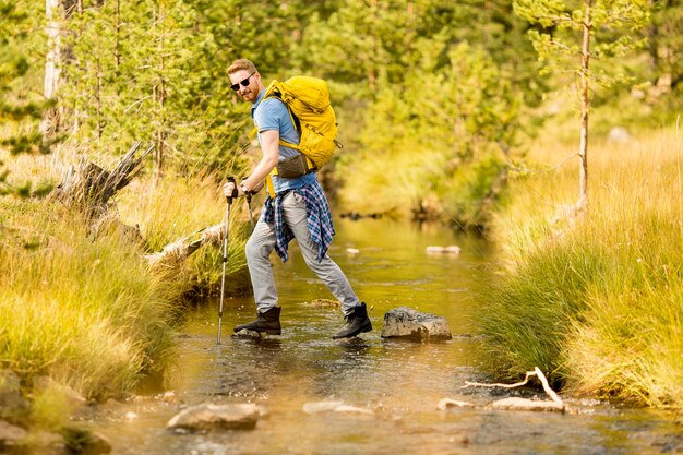 Young man hiking