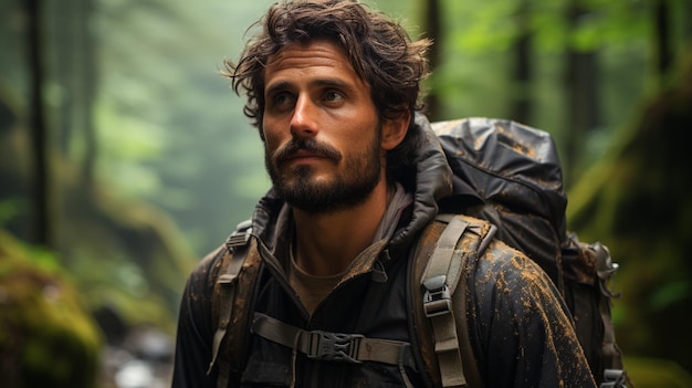 Young man hiking