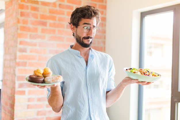 Young man at home. diet concept