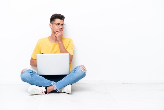 Young man over isolated background