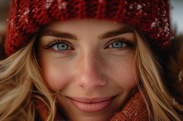 Foto giovane che bacia una donna sorridente in rossore