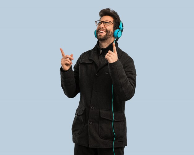 Young man listening to music