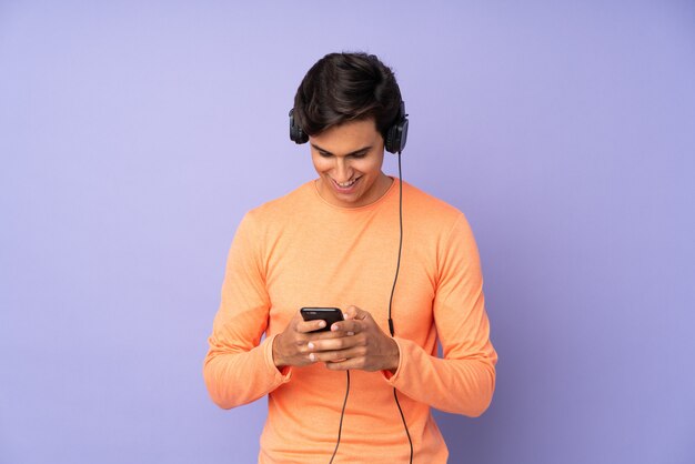 Young man listening music