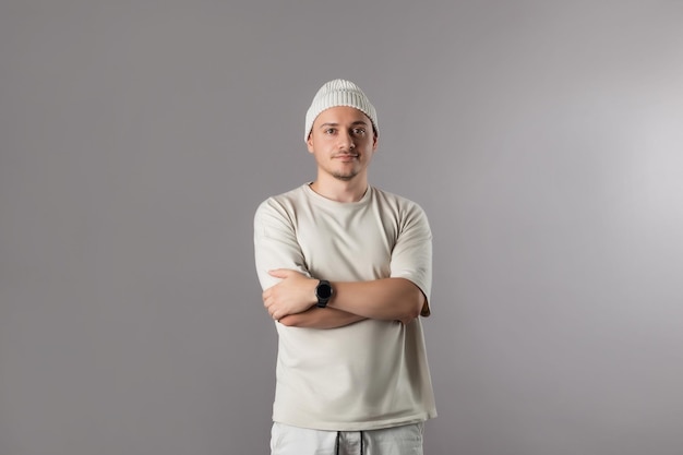 Young man looking to camera casual cloth