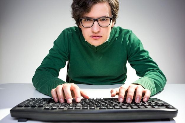 Young man looking intently