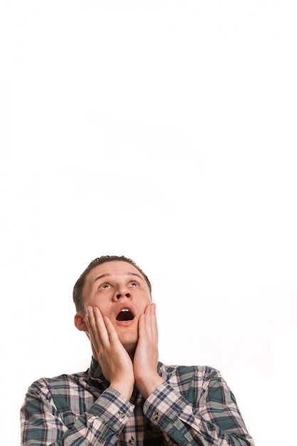 Scared Young Boy with Hands on His Face Stock Photo - Image of