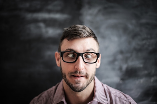 Young man making a funny face