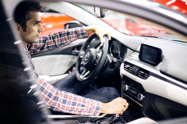 Young man n the car