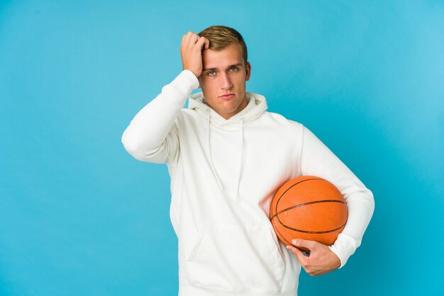 Young man playing basketball dreaming of achieving goals and purposes