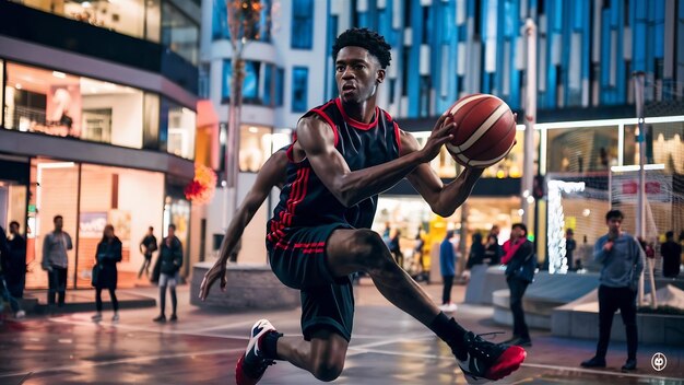 Young man playing sports in a european city sports in urban environments