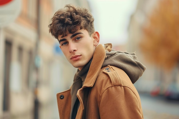 young man posing in front of the camera with a very modern style