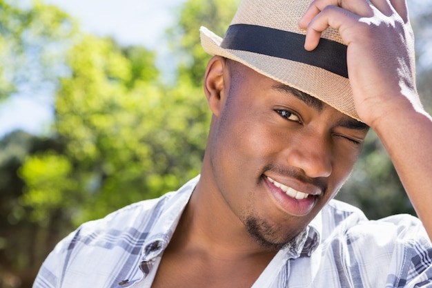 Young man posing in the garden